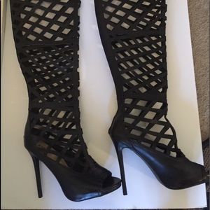 Black cut out boots
